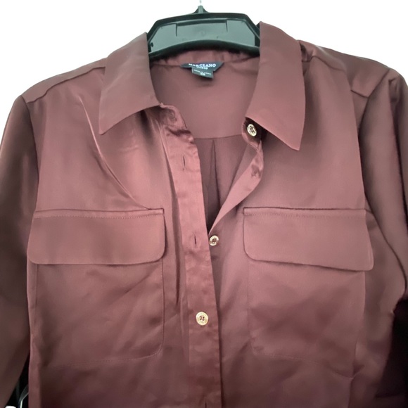 Marciano Chocolate Brown Button Down Shirt - Size XS - Picture 9 of 12